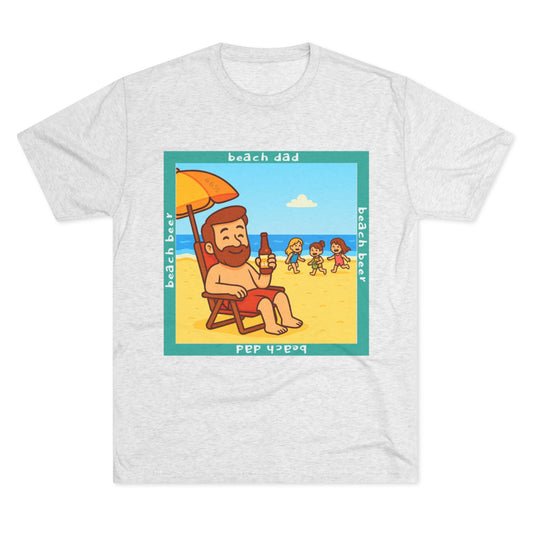 Beach Dad Beach Beer Tri-Blend T-shirt in Tri-Blend Heather White | 66 Percent