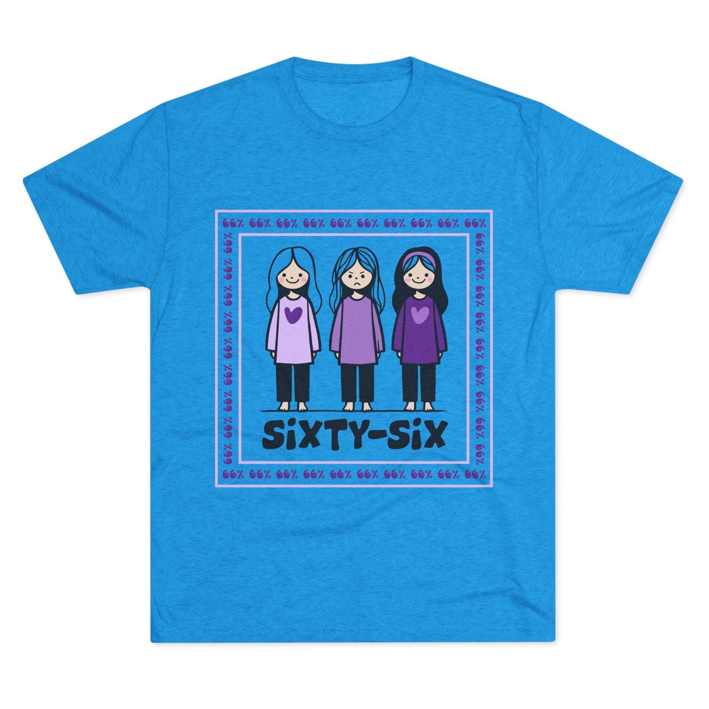66 Percent tri-blend tee – original square design with 3 girls logo for parenting families