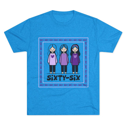 66 Percent tri-blend tee – original square design with 3 girls logo for parenting families