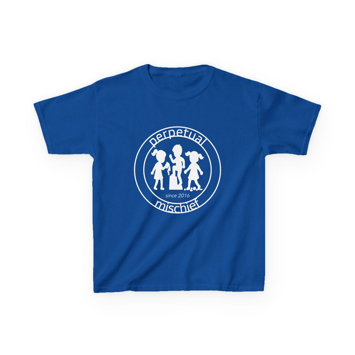 Perpetual Mischief Kids T-shirt in Royal | 66 Percent