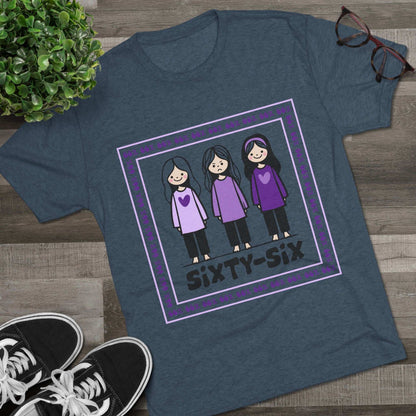 66 Percent tri-blend tee – original square design with 3 girls logo for parenting families
