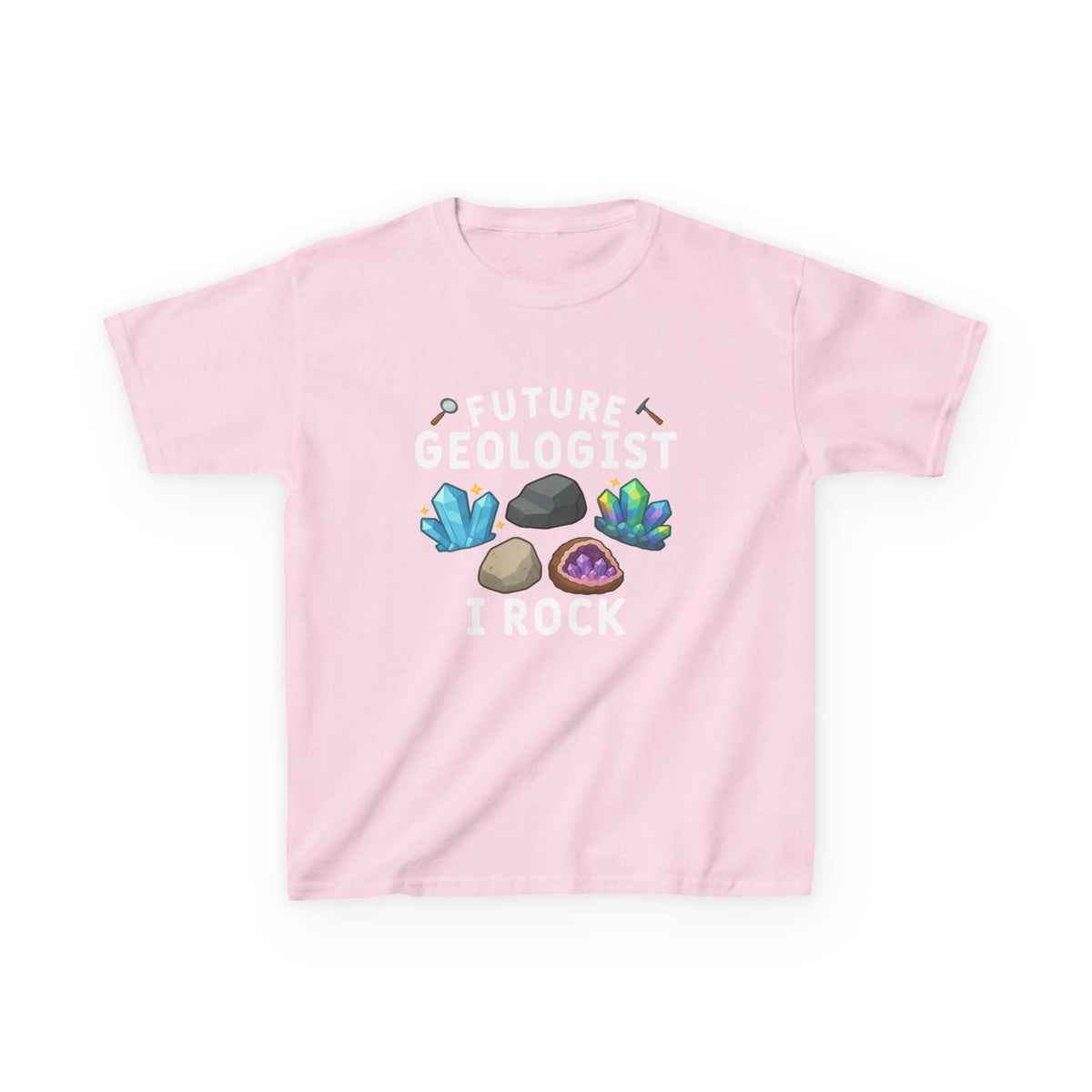 Future Geologist "I ROCK" Kids T-shirt in Light Pink | 66 Percent