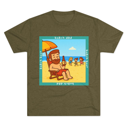 Beach Dad Beach Beer Tri-Blend T-shirt in Tri-Blend Military Green | 66 Percent