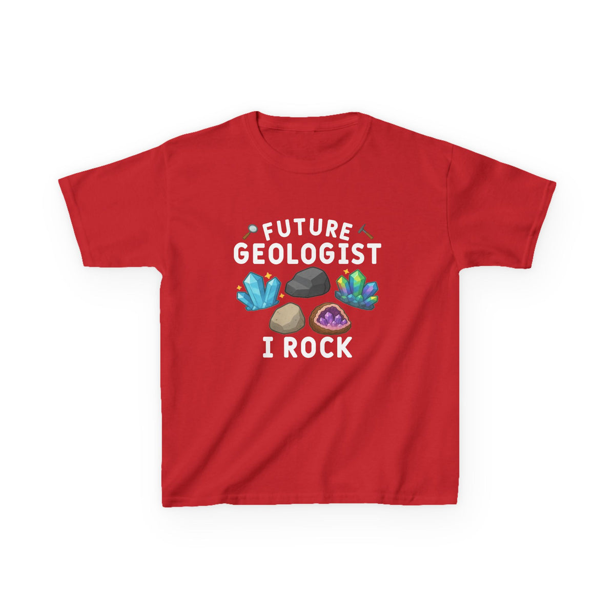 Future Geologist "I ROCK" Kids T-shirt in Red | 66 Percent