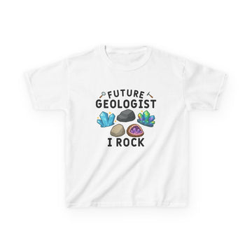 Future Geologist "I ROCK" Kids T-shirt in White | 66 Percent