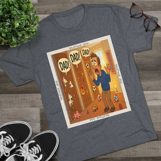 “DAAAD!” on repeat. This 66% tee is for every dad who’s survived the bedtime boss level — barely. Worn out, proud, and still undefeated.