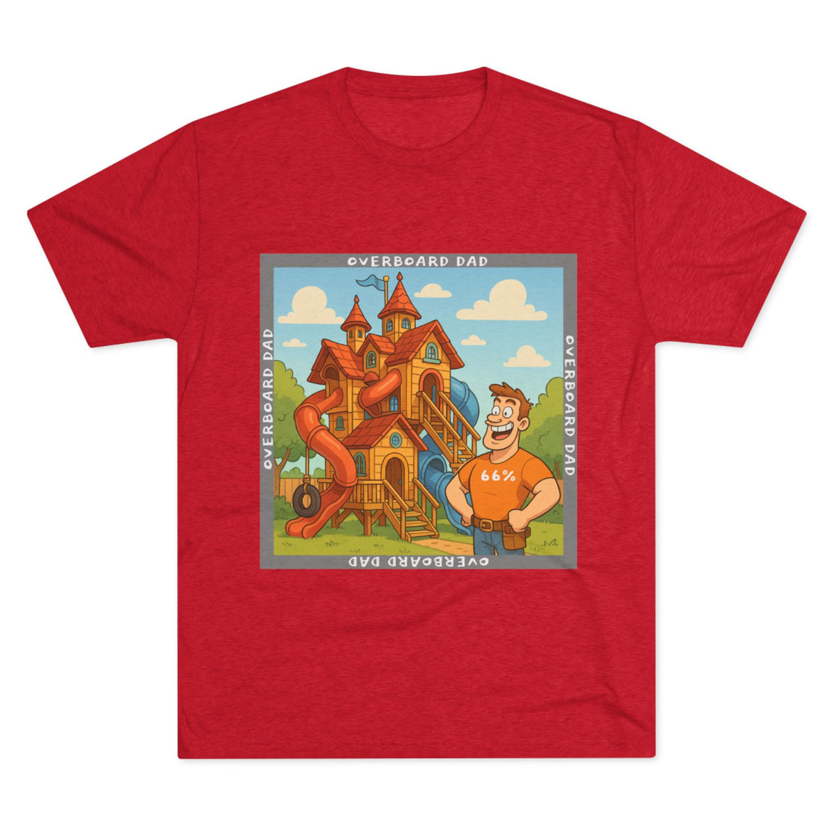 Overboard Dad Playhouse Tri-Blend T-shirt in Tri-Blend Vintage Red | 66 Percent