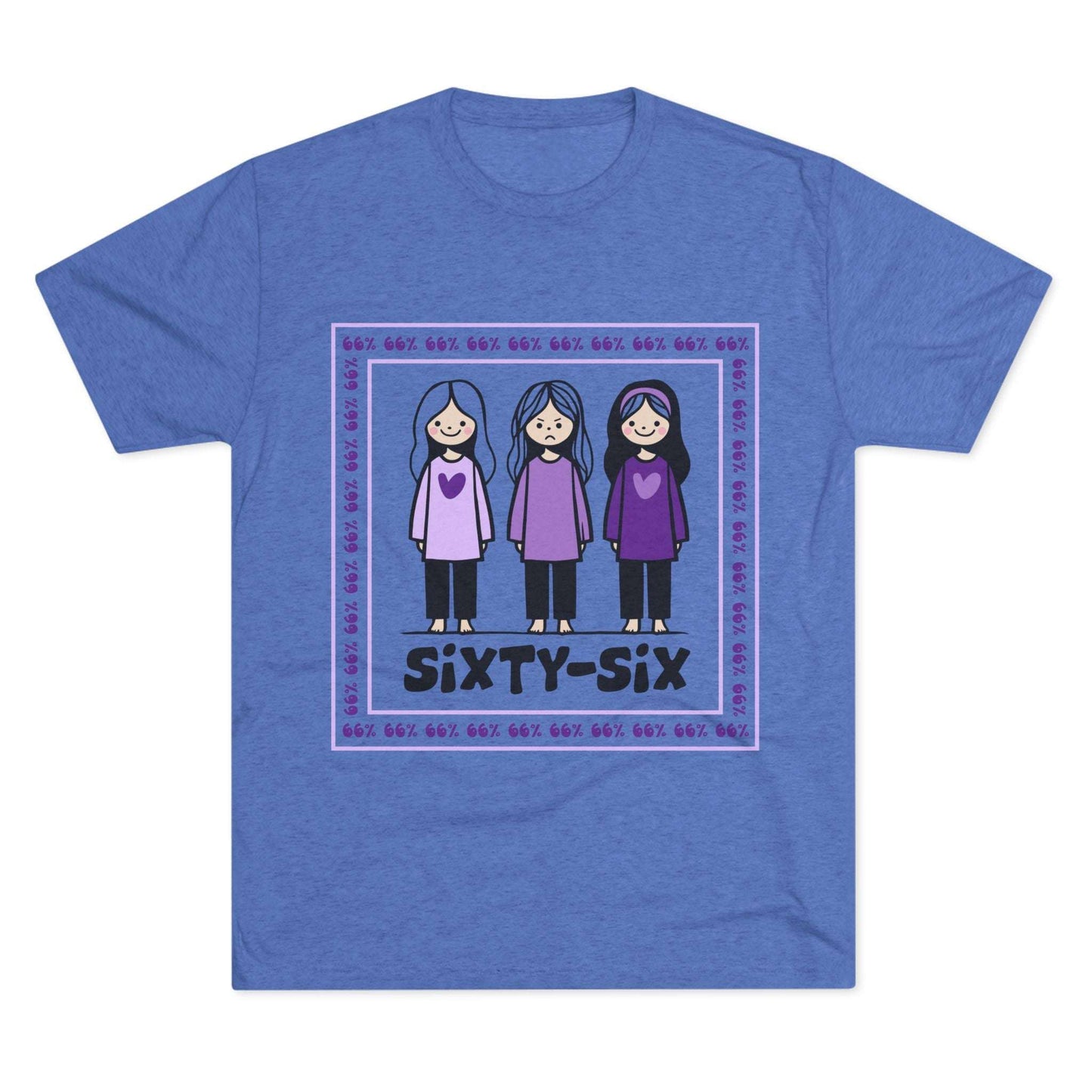 66 Percent tri-blend tee – original square design with 3 girls logo for parenting families