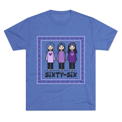 66 Percent tri-blend tee – original square design with 3 girls logo for parenting families