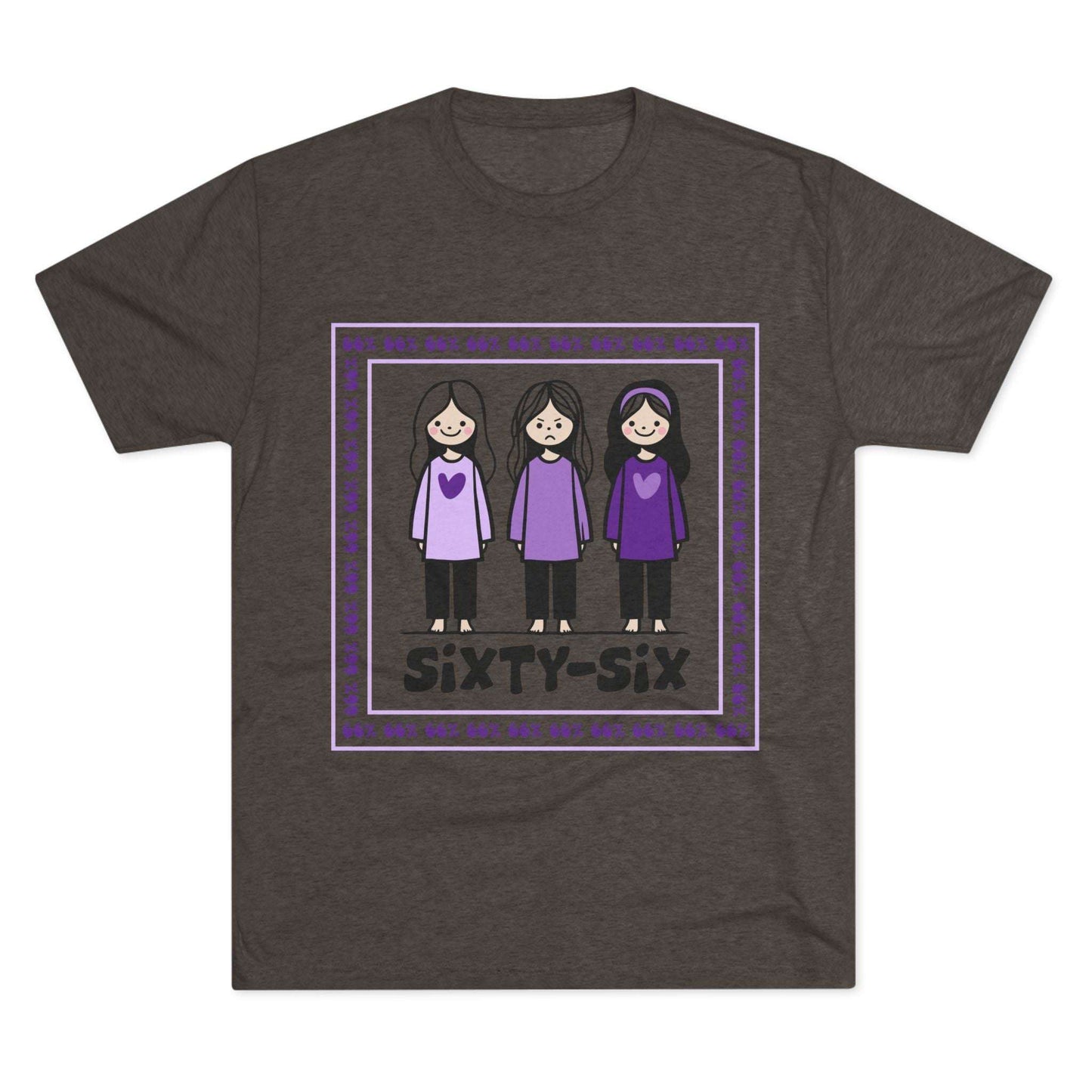66 Percent tri-blend tee – original square design with 3 girls logo for parenting families