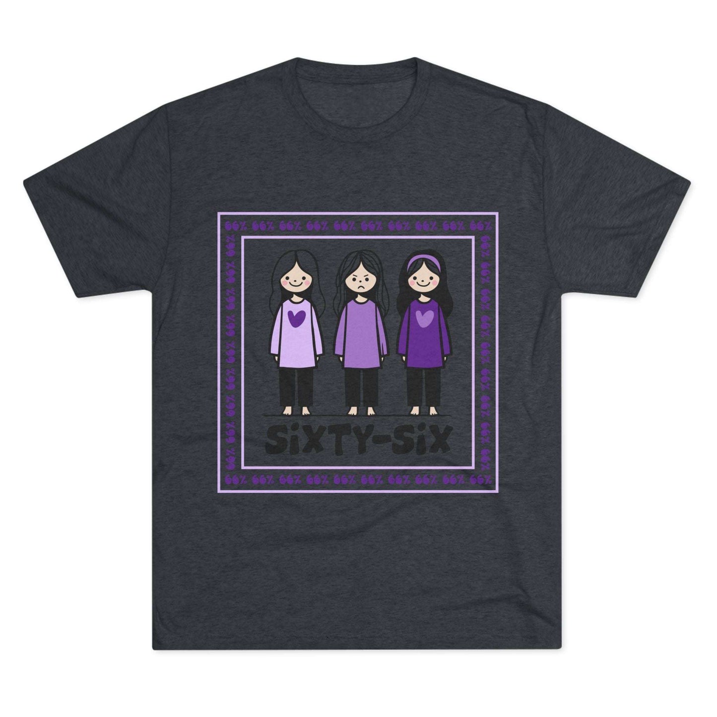 66 Percent tri-blend tee – original square design with 3 girls logo for parenting families