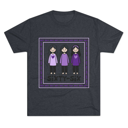 66 Percent tri-blend tee – original square design with 3 girls logo for parenting families