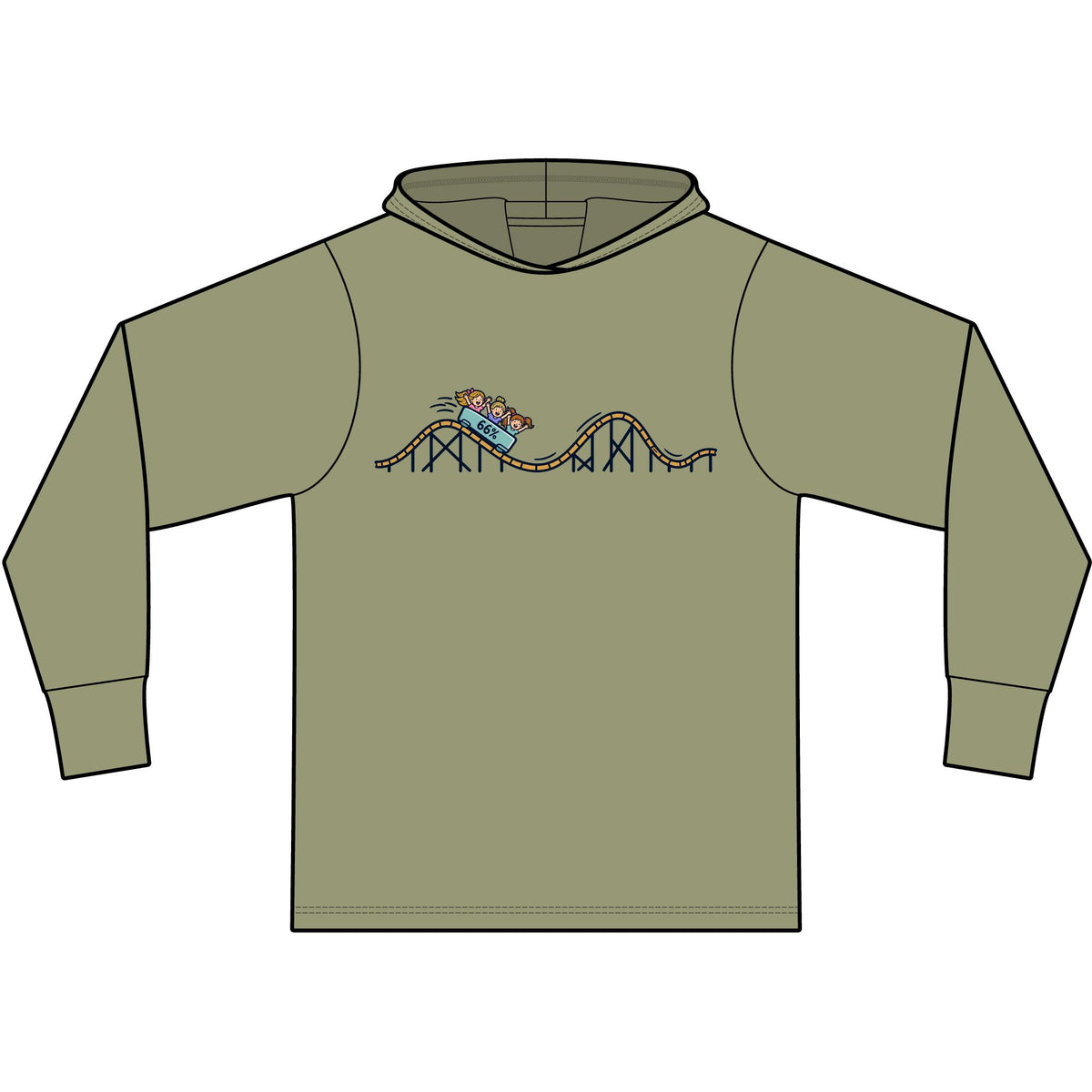 Roller Coaster Lightweight Hoodie in Olive You Green | 66 Percent