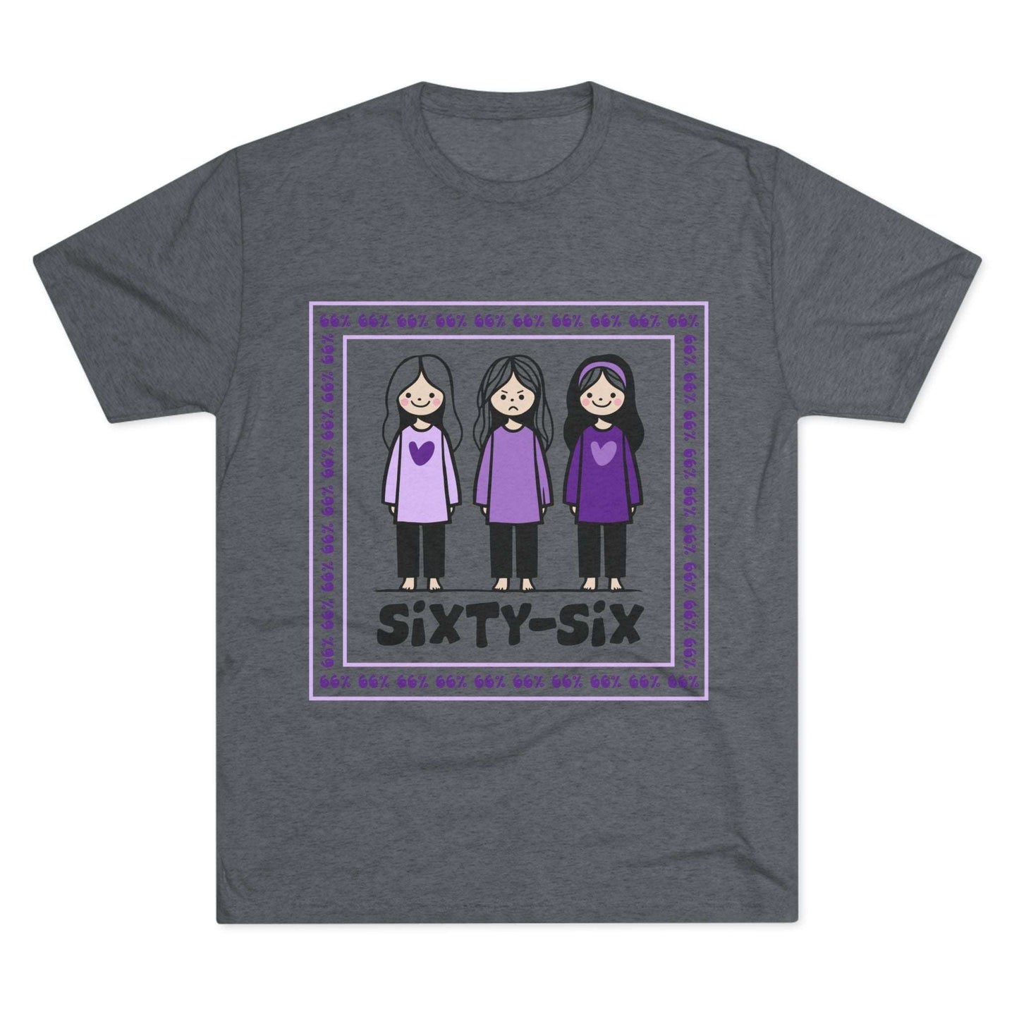 66 Percent tri-blend tee – original square design with 3 girls logo for parenting families