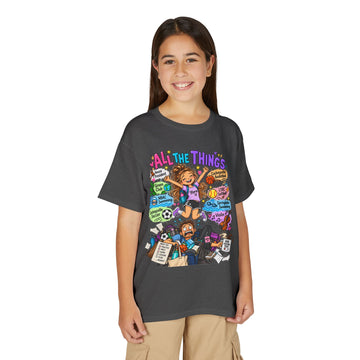 Kids T-shirt featuring the All The Things parenting design | 66 Percent