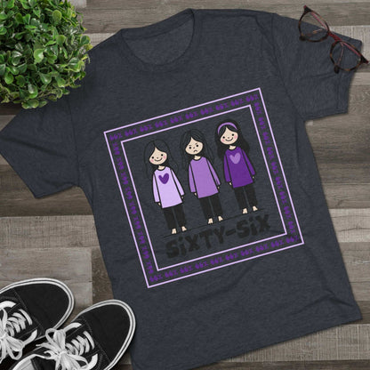 66 Percent tri-blend tee – original square design with 3 girls logo for parenting families