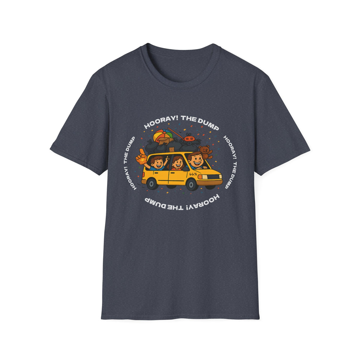 Hooray! The Dump Cotton T-shirt in Heather Navy | 66 Percent