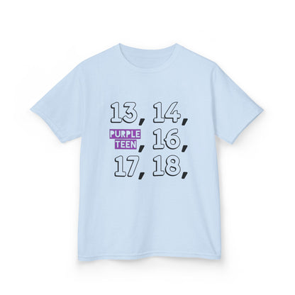 Light blue t-shirt with black text on a white background