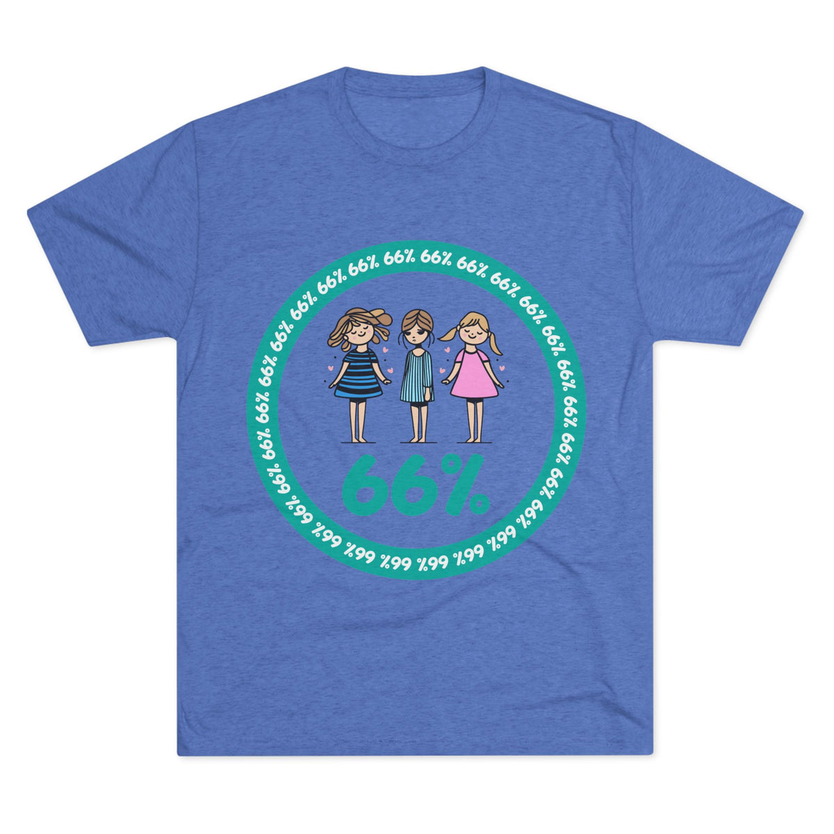 Original Design 3 Girls Tri-Blend T-shirt in Tri-Blend Vintage Royal | 66 Percent