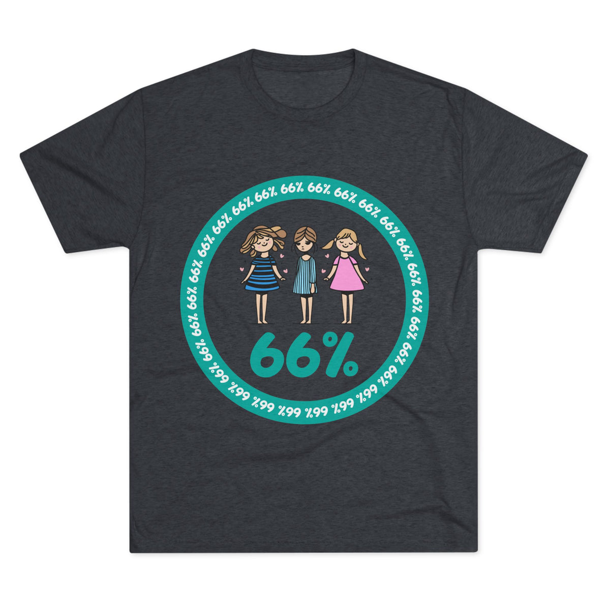Original Design 3 Girls Tri-Blend T-shirt in Tri-Blend Vintage Navy | 66 Percent