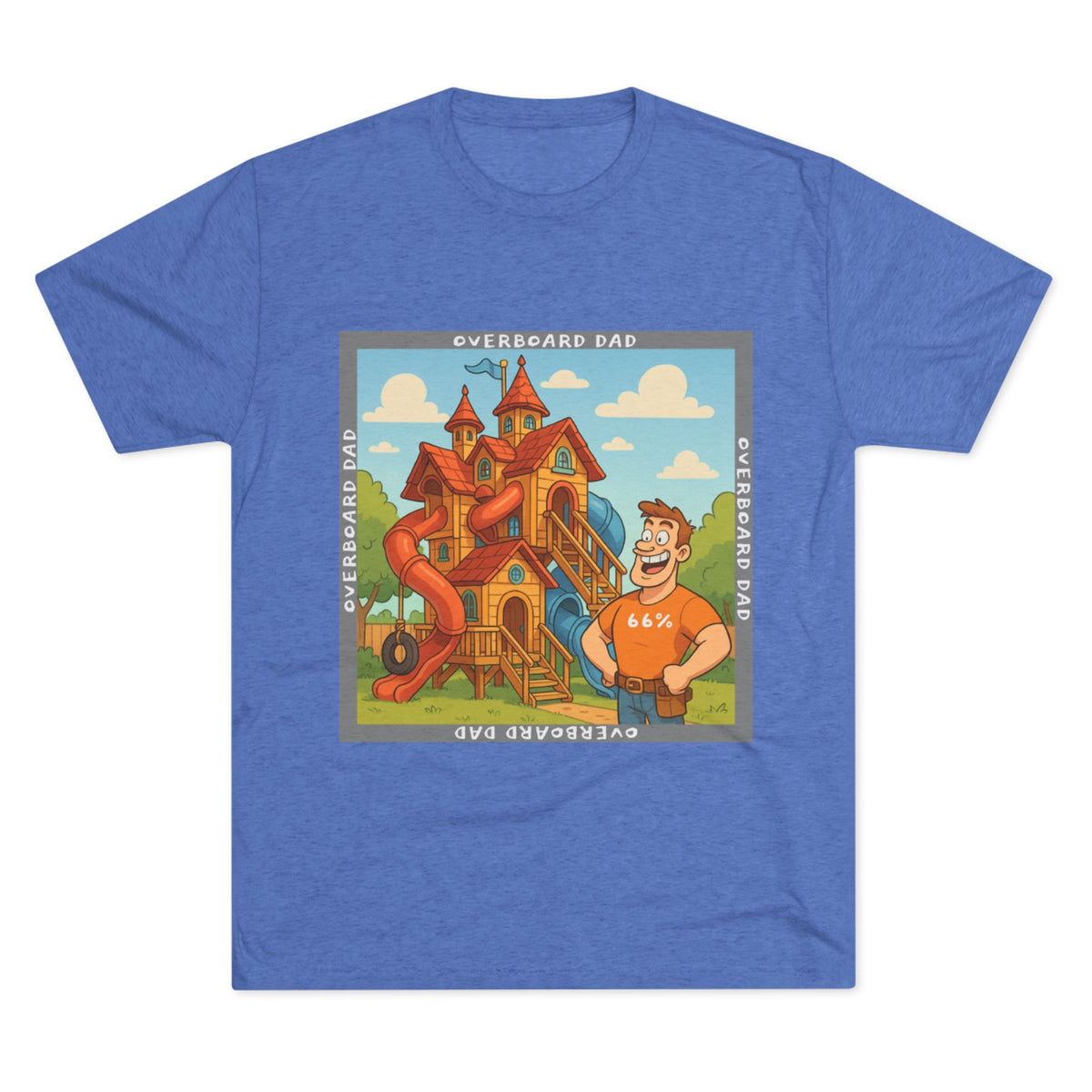 Overboard Dad Playhouse Tri-Blend T-shirt in Tri-Blend Vintage Royal | 66 Percent