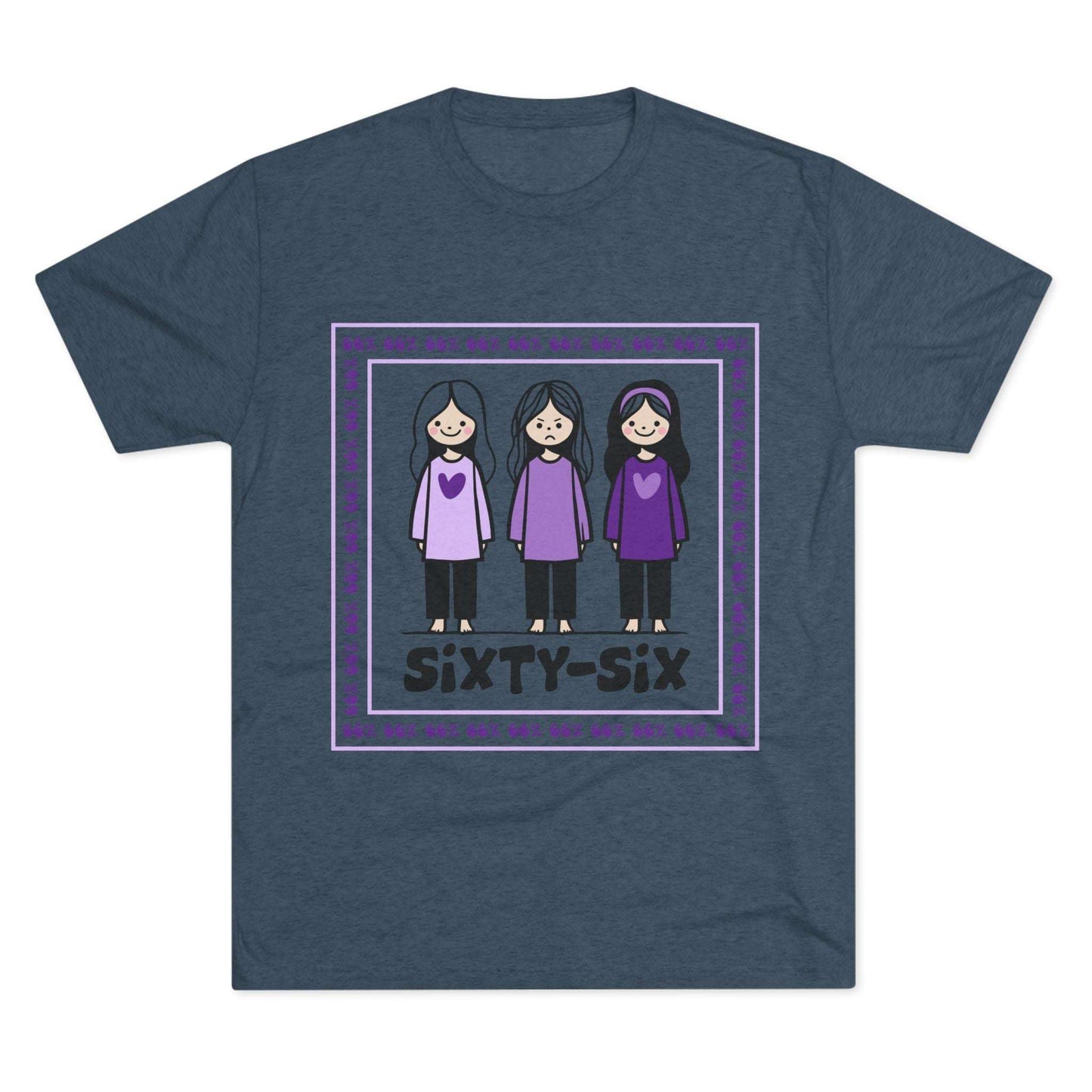 66 Percent tri-blend tee – original square design with 3 girls logo for parenting families