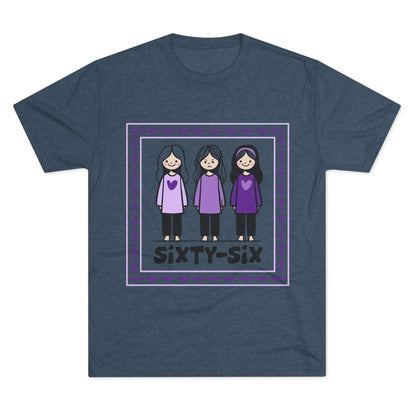 66 Percent tri-blend tee – original square design with 3 girls logo for parenting families