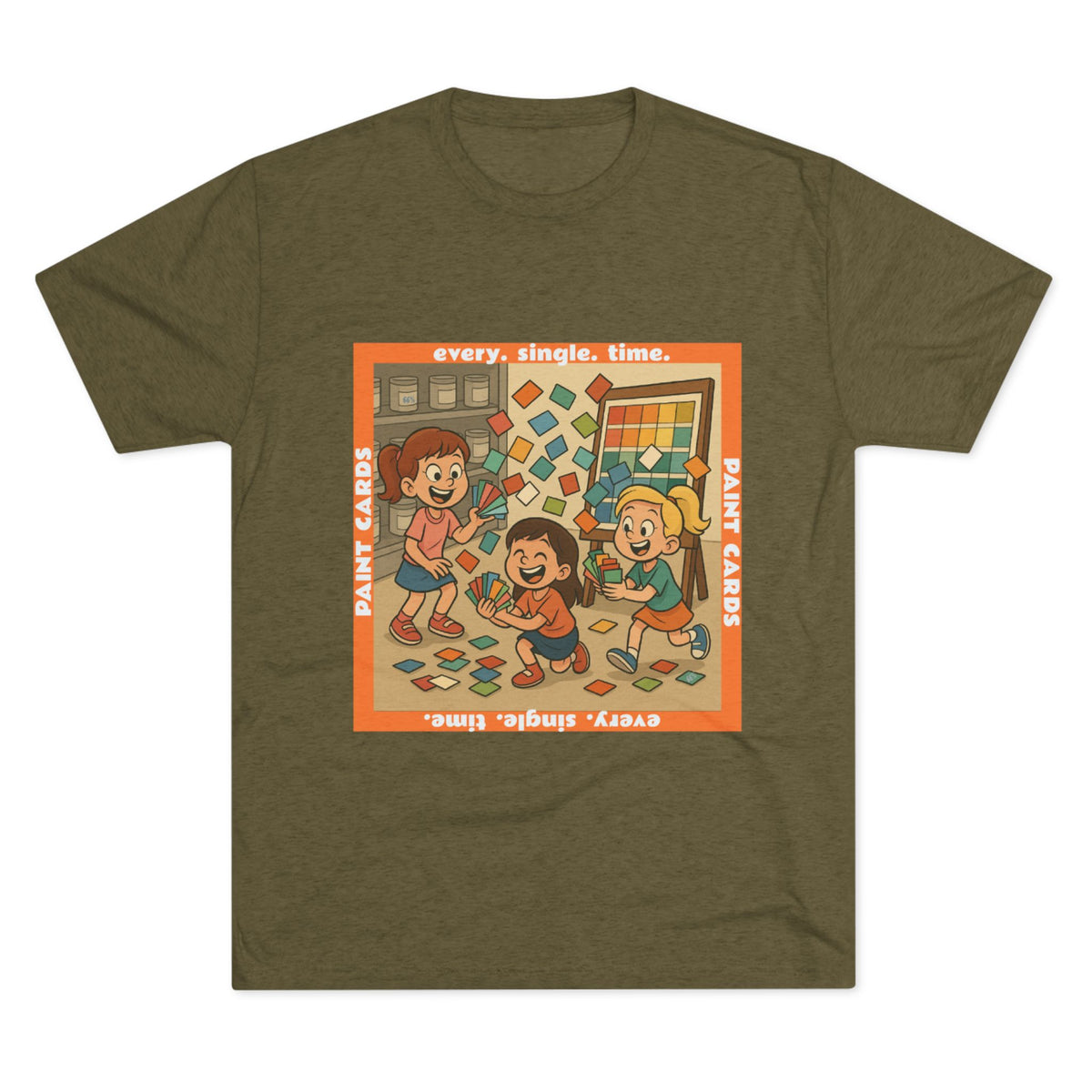 Paint Cards Tri-Blend T-shirt in Tri-Blend Military Green | 66 Percent