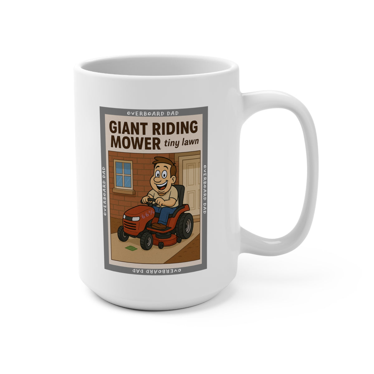 Overboard Dad Mower Words Mug - 15 oz ceramic mug product image 3