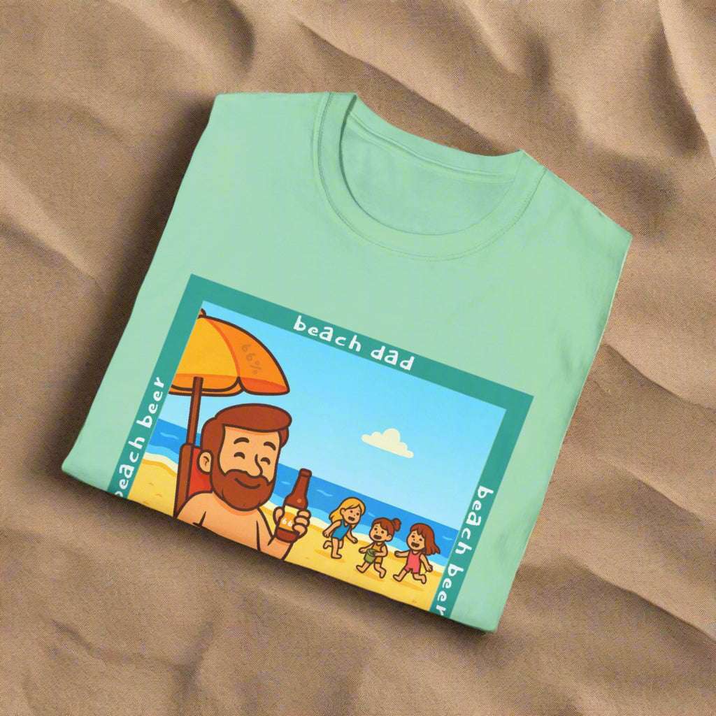 Beach Dad Beach Beer Cotton Tee - 66 Percent