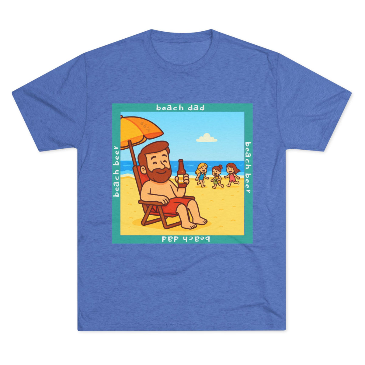 Beach Dad Beach Beer Tri-Blend T-shirt in Tri-Blend Vintage Royal | 66 Percent