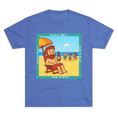 Beach Dad Beach Beer Tri-Blend T-shirt in Tri-Blend Vintage Royal | 66 Percent