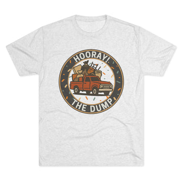 Tri-blend T-shirt featuring the Hooray! The Dump patch graphic | 66 Percent
