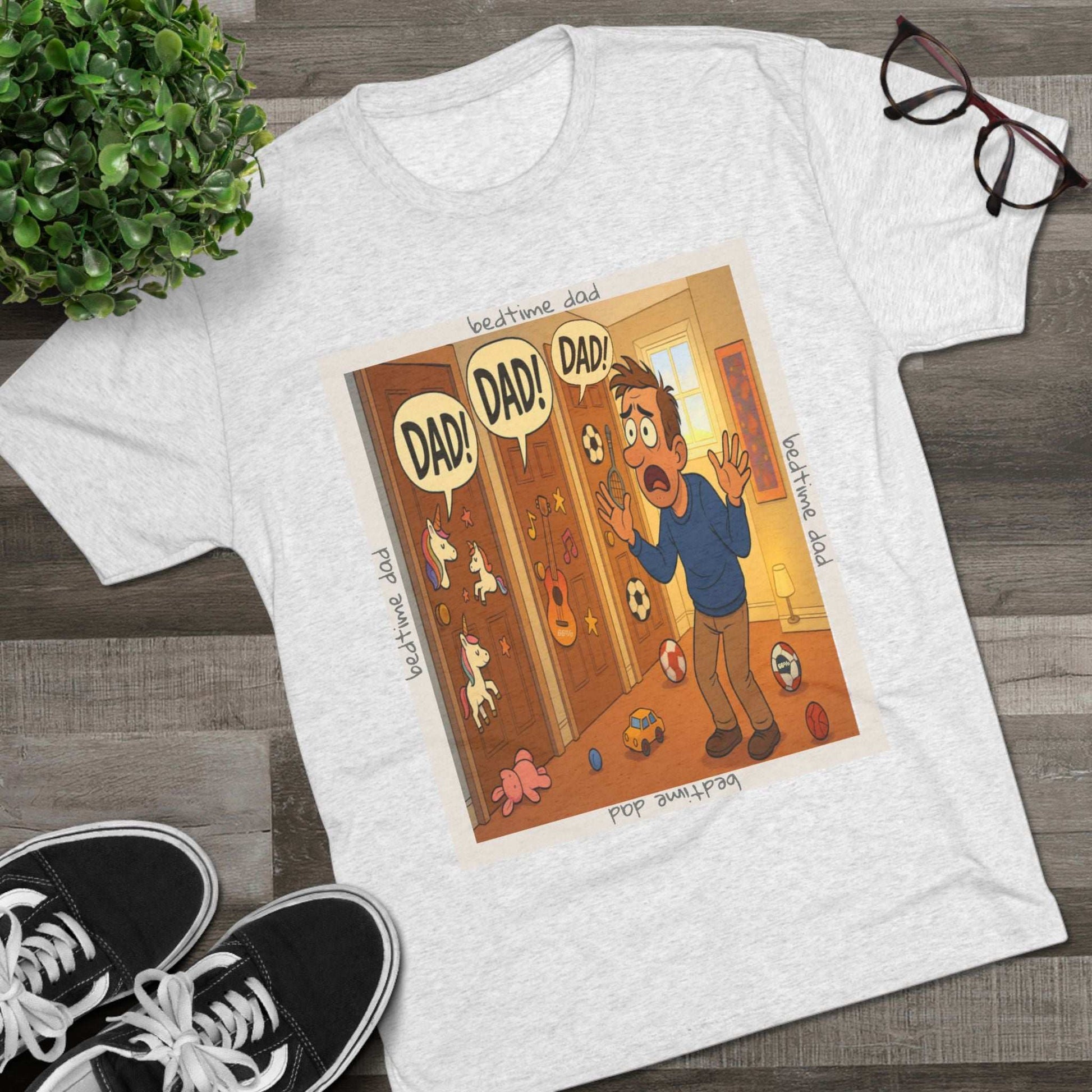 “DAAAD!” on repeat. This 66% tee is for every dad who’s survived the bedtime boss level — barely. Worn out, proud, and still undefeated.