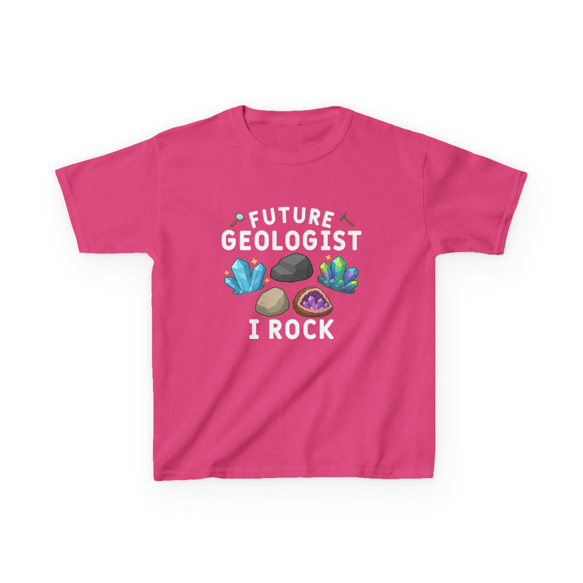 Future Geologist "I ROCK" Kids T-shirt in Heliconia | 66 Percent