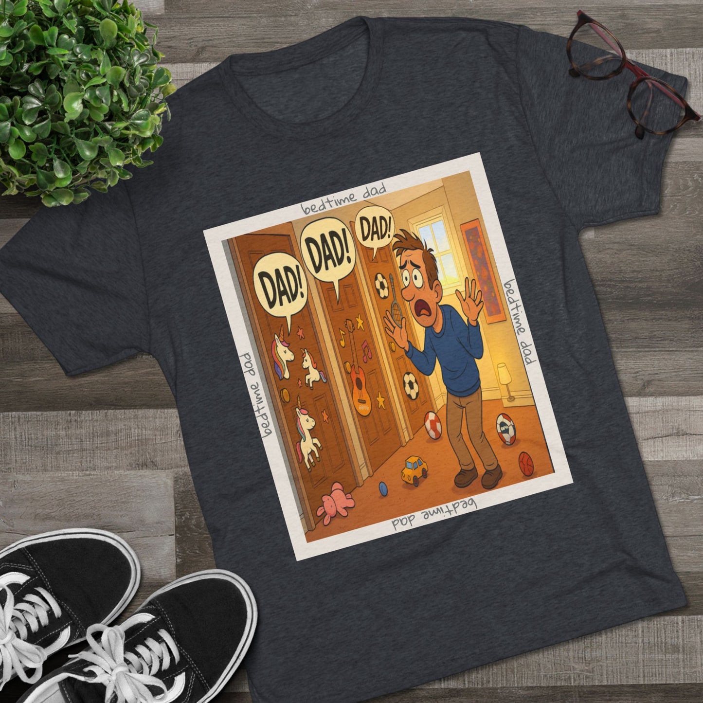 “DAAAD!” on repeat. This 66% tee is for every dad who’s survived the bedtime boss level — barely. Worn out, proud, and still undefeated.