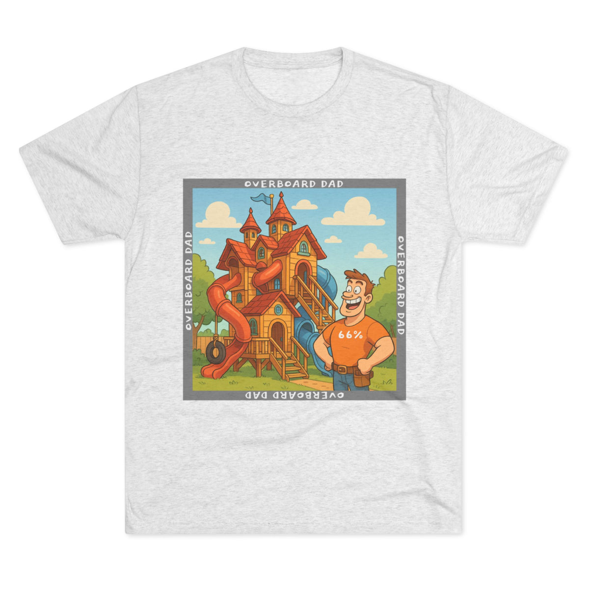 Overboard Dad Playhouse Tri-Blend T-shirt in Tri-Blend Heather White | 66 Percent