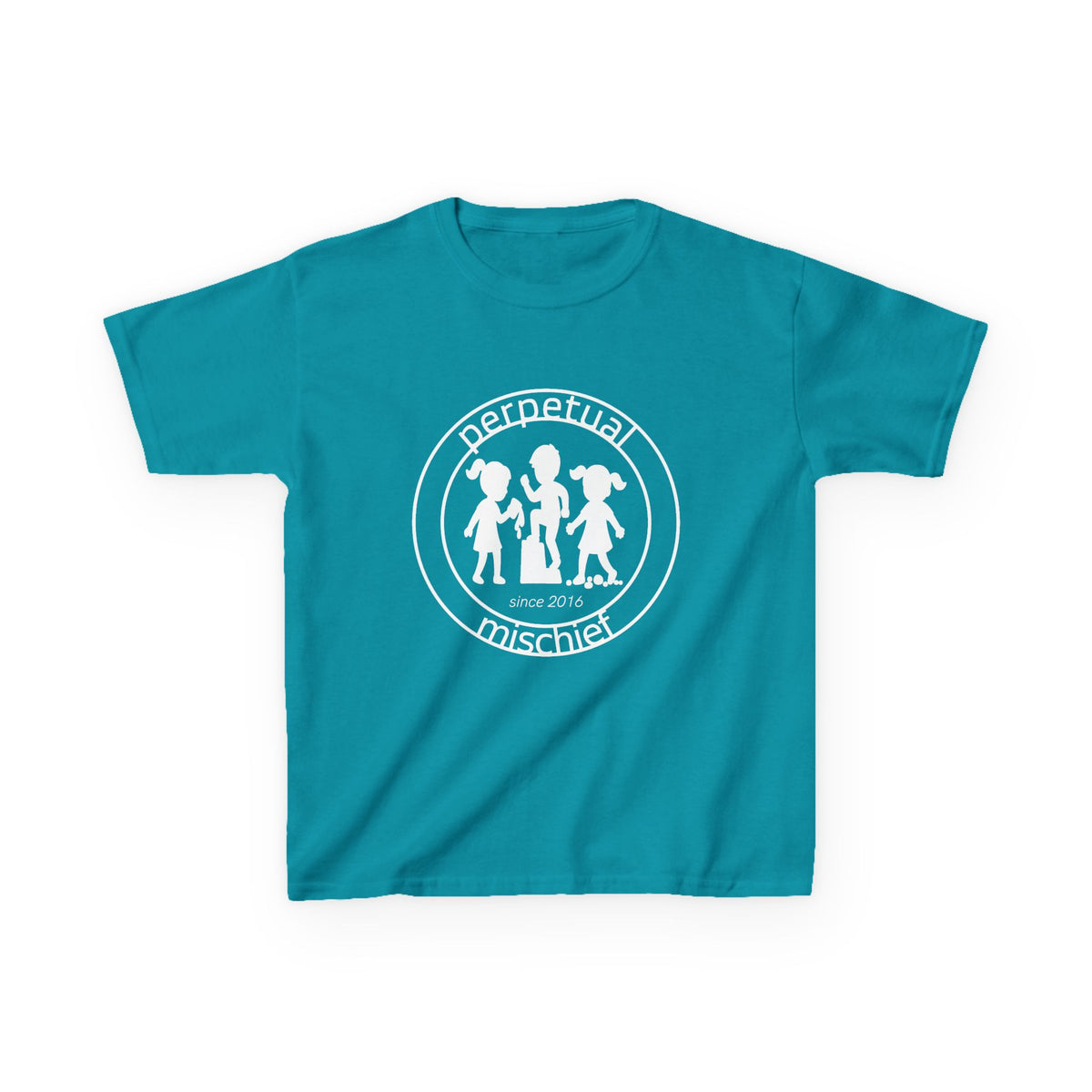 Perpetual Mischief Kids T-shirt in Tropical Blue | 66 Percent