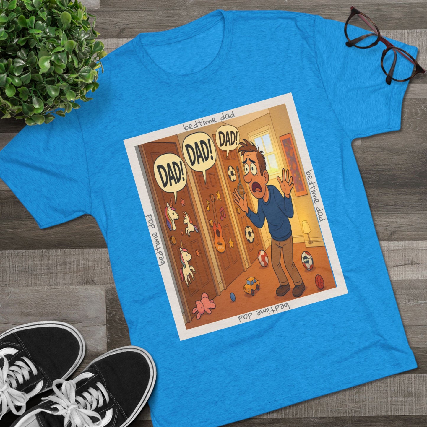 “DAAAD!” on repeat. This 66% tee is for every dad who’s survived the bedtime boss level — barely. Worn out, proud, and still undefeated.