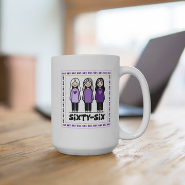 15 oz ceramic coffee mug featuring the original 66% design | 66 Percent