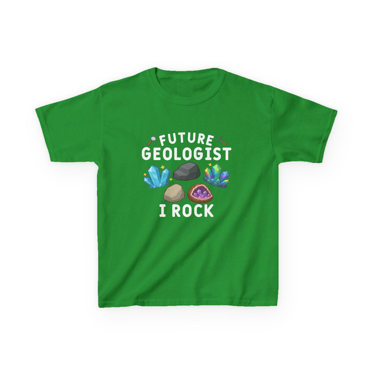 Future Geologist "I ROCK" Kids T-shirt in Irish Green | 66 Percent