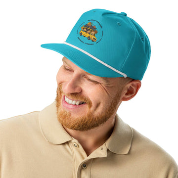 Hooray! The Dump Rope Hat in Turquoise/White – front view | 66 Percent